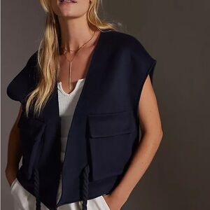 Anthropologie Maeve Midnight Blue Vest NWT - boxy fit
